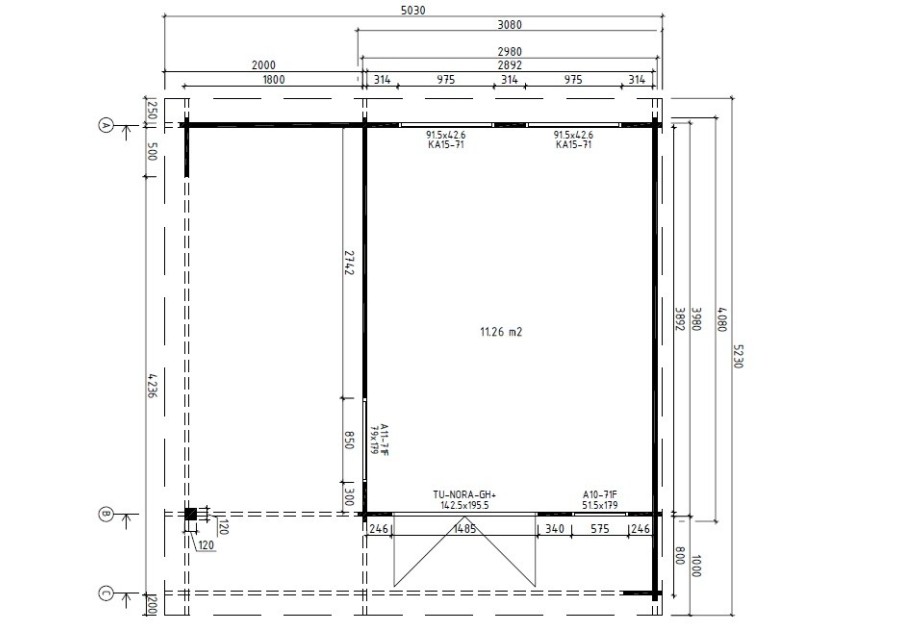 Domek letniskowy Hans Loun, 5.0x5.0m. 44mm