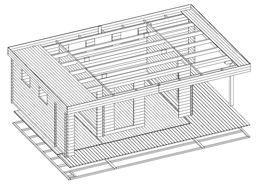 Domek letniskowy Hans LounXXL, 8.0x5.0m. 44mm