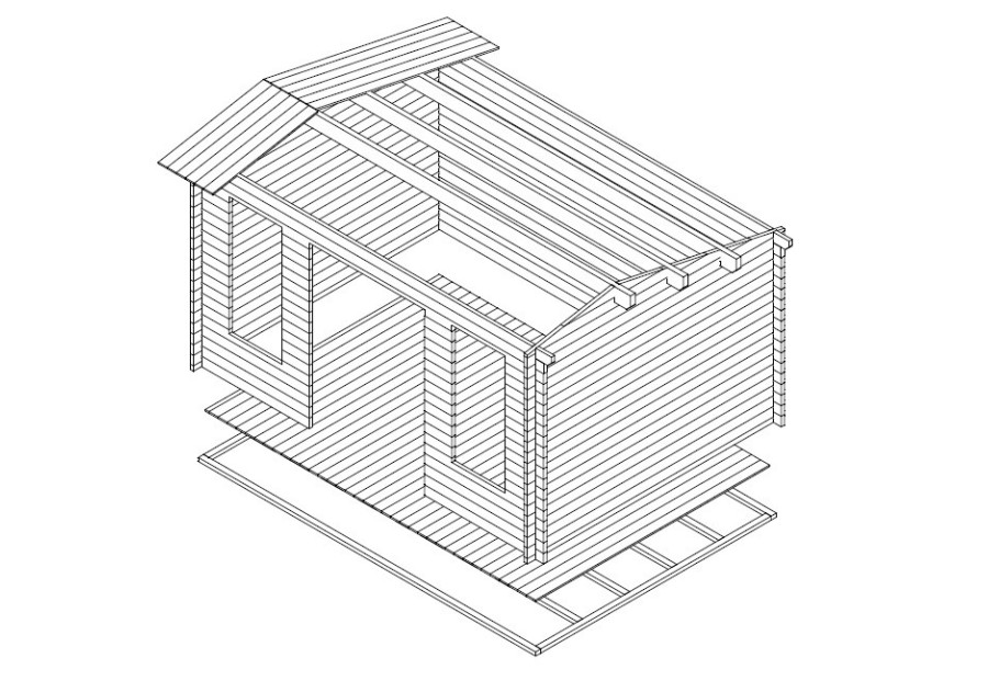 Domek drewniany EVA D 4.4 x 3.2 44mm