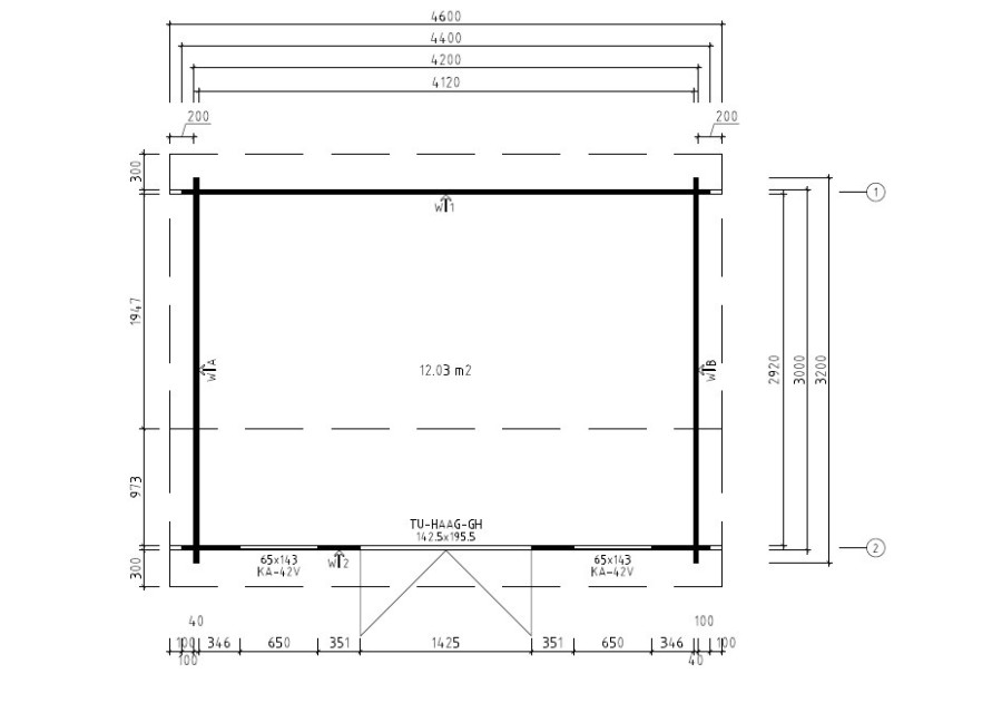 Domek drewniany EVA D 4.4 x 3.2 44mm